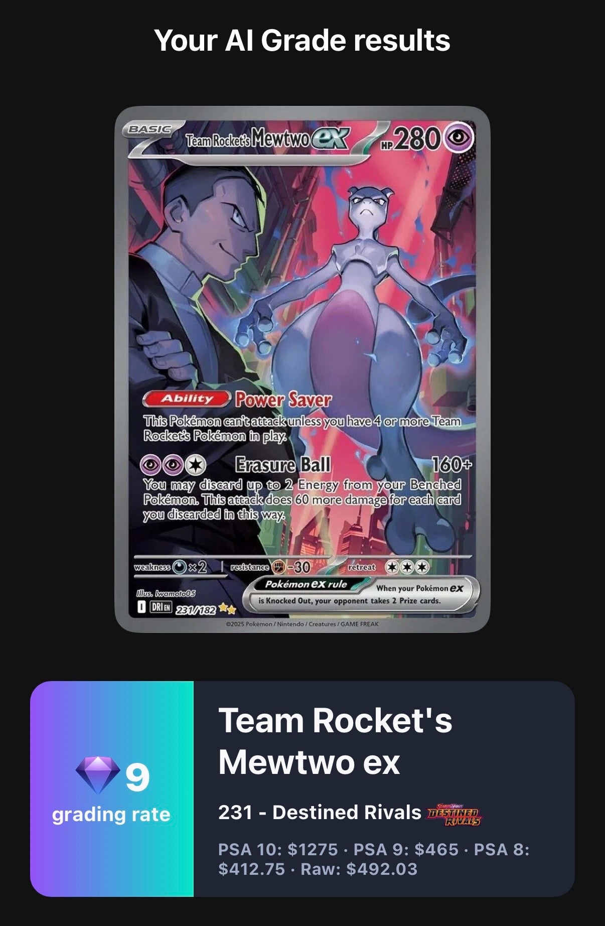 Team Rocket‘s Mewtwo EX Nm Korea